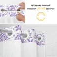 thumbnail image 5 of Purple Flowers No Hook Shower Curtain Waterproof, Bathroom Curtains with Snap in Liners and See Through Top Window, Botanical Floral Vintage Wildflower Hotel Style Bathtub Curtains Shower 72"Wx78"L, 5 of 8