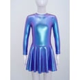thumbnail image 3 of YIZYIF Girls Metallic Pleated Dance Dress Long Sleeve Bronzing Jazz Hip Hop Performance Costume Back Zipper Dancewear, 3 of 7