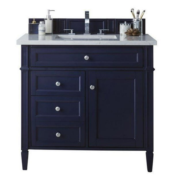 James Martin Furniture 650-V36-VBL-3AF 36 in. Brittany Victory Blue Single Bathroom Vanity with ...