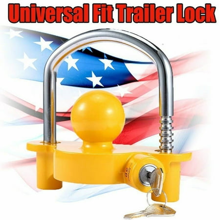Anti-ru st Caravan Safety Tow Hitch Coupler Lock Boat Marine RV Tractor Universal Trailer Yellow Coupling Lock