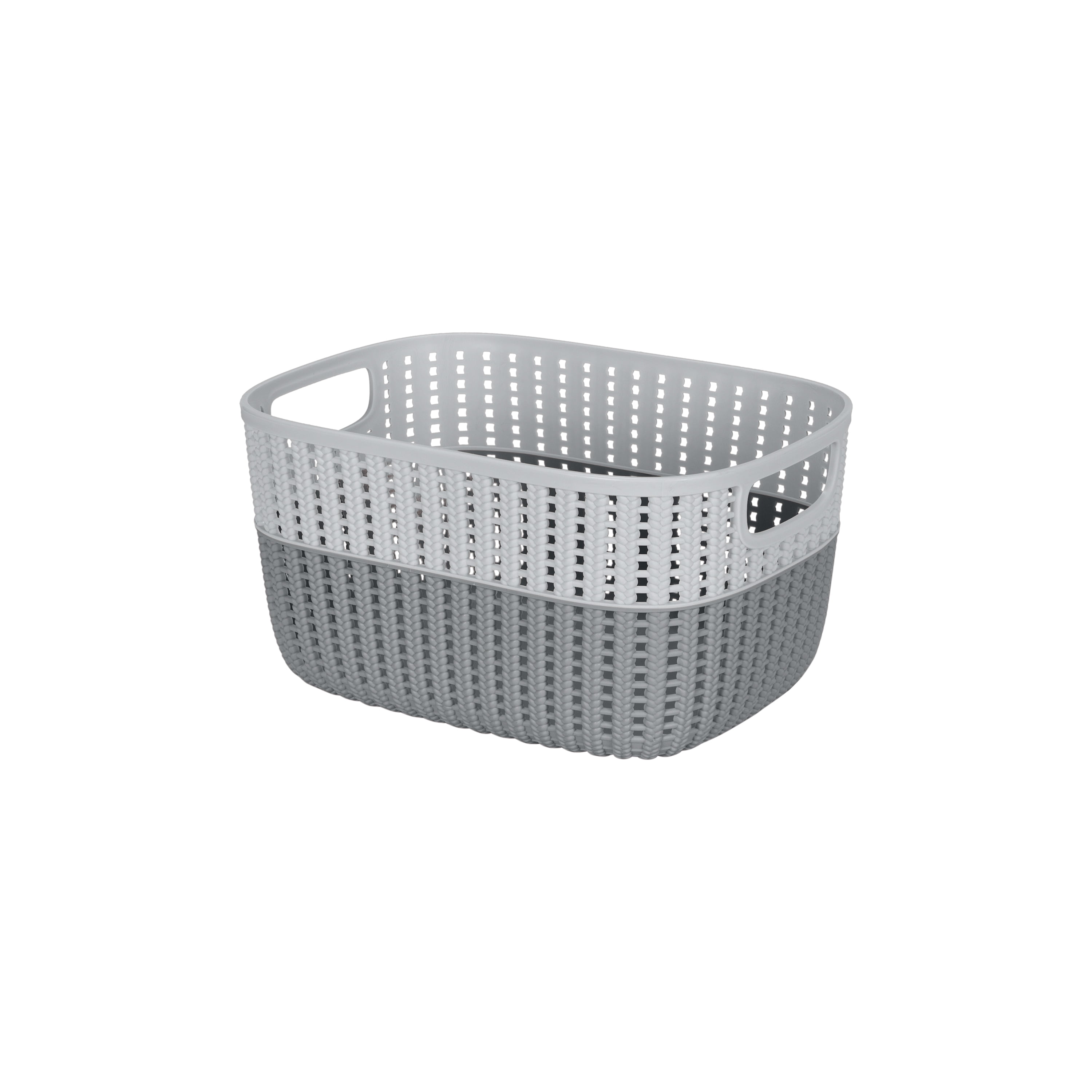 Simplify 2 Pack 2-Tone Decorative Plastic Medium Storage Basket in Grey