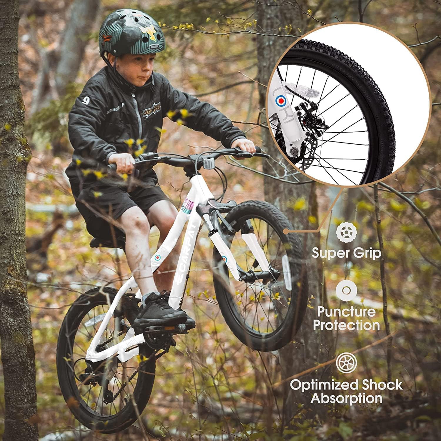 HappyToysWorldKids Mountain Bike 20 Inch - 7 Speed Gears, Front Suspension, Dual Disc Brakes (High Carbon Steel Frame) for Boys Girls 8-12 Years Old, 20 * 2.125 Tires, Easy Assembly