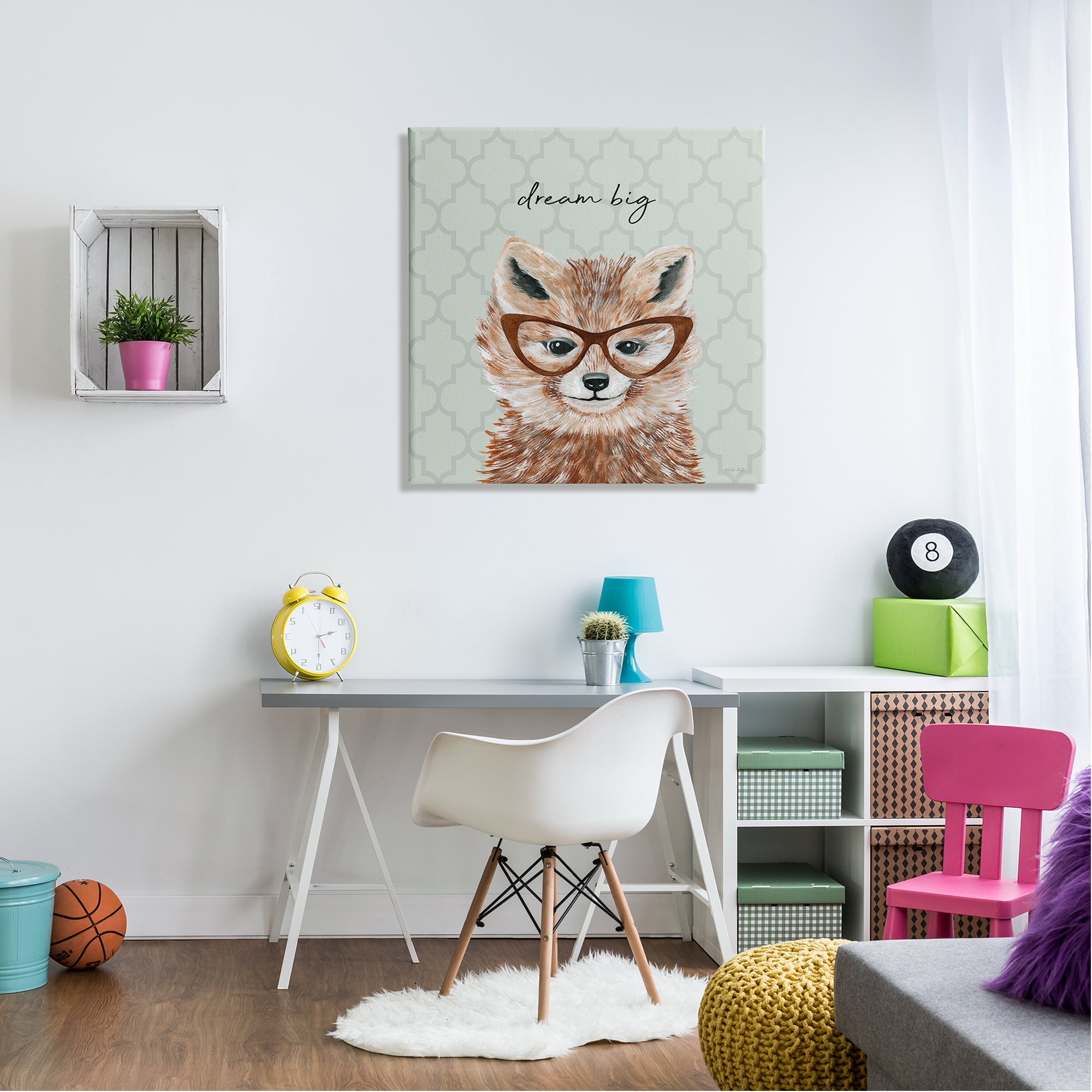 Stupell Dream Big Happy Fox Patterned Animals & Insects Painting Gallery Wrapped Canvas Print Wall Art