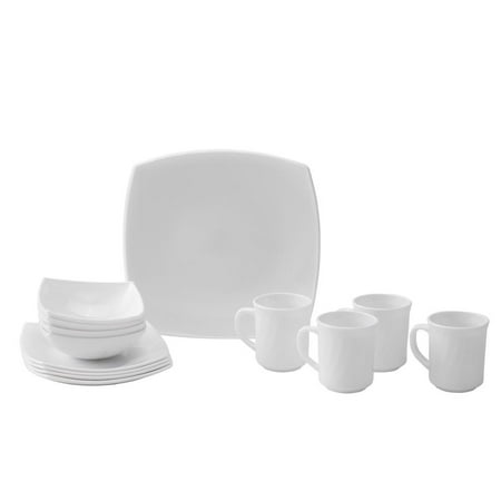 Matashi Platinum Collection Opal Glass 16-Piece Dinnerware Set – Heat Resistant – Break Resistant- Freeze Resistant- Dishwasher Safe – Service for