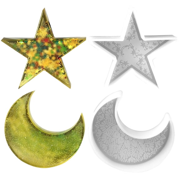 3PCS Moon Molds Curved Moon Aromatherapy Resin Candle Gypsum Silicone Molds DIY Dropping Pendant Gypsum Polymer Clay Craft Candle Home Decorate