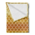 thumbnail image 2 of Geometric Soft Flannel Fleece Throw Blanket, Rising Sun Concept Fish Scale Pattern Sunburnt Transition Color, Cozy Plush for Indoor and Outdoor Use, 70" x 90", Pale Coffee Dark Orange, by Ambesonne, 2 of 5