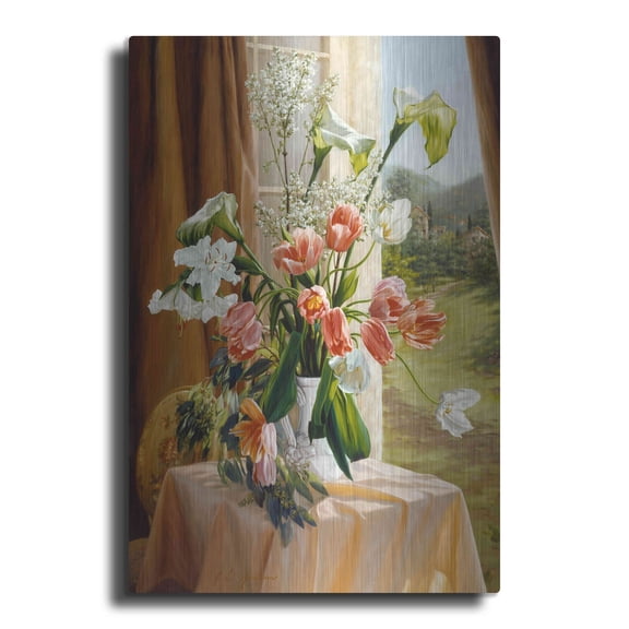 Luxe Metal Art 'By The Window' by Robin Anderson, Metal Wall Art, 12"x16"