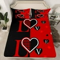 thumbnail image 2 of Castle Fairy Valentine's Day 4 Pieces Queen Sheet Sets,Love Heart Print Ultra Soft Flat Sheet,Geometric Lattice Queen Fitted Sheet,Lightweight Couple Room Decor, 2 of 7