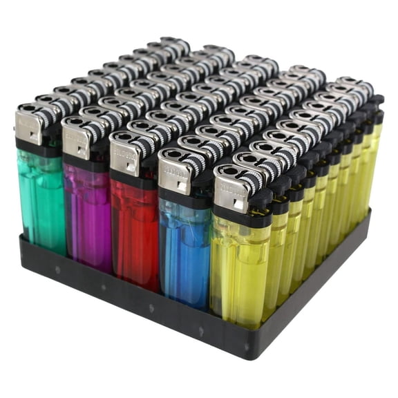 Convenient and Reliable Disposable Gas Lighters in Assorted Colors - 50-Count Pack for BBQ, Camping, and More!