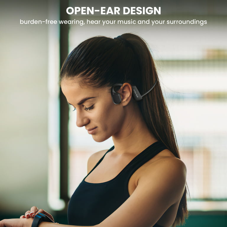 TOPVISION Open Ear Bone Conduction Headphones, Wireless Bluetooth Headset  with Built-in Microphones, 8Hr Playtime, Waterproof Sports Headphones for