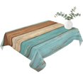 thumbnail image 2 of Farmhouse Aqua Brown Table Cloth Waterproof Tablecloths, Vintage Wooden Striped Tablecloth Dining Table Cover for Kitchen Party Tabletop Outdoor, Rectangle Tablecloth 52x70 Inch, 2 of 9