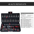 thumbnail image 2 of Socket Set 46 Piece 1/4" Tool Socket Set Chrome Vanadium Steel Repair Tool Kit with Screwdriver Bit, Hex Wrench, Reversible Ratchet for Car Bike DIY Repair, 2 of 5