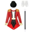 thumbnail image 6 of iiniim Women's Ringmaster Costume Circus Ring Leader Outfit Master Lion Tamer with Hat and Gloves Magic Wand Set Red XL, 6 of 7