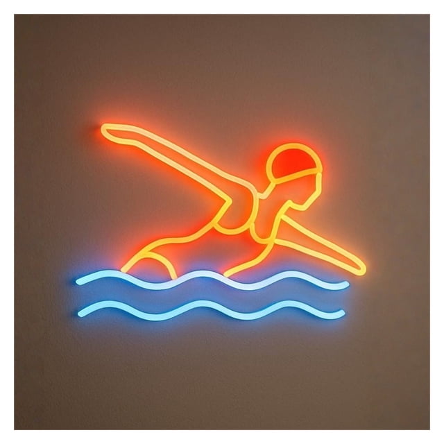 Letrero De Neón Para Natación, Luz LED Regulable Para Piscina, Ideal Para Escuelas De Natación, Clubes, Gimnasios Y Complejos Deportivos 45cm