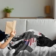 thumbnail image 3 of USA Soft Flannel Fleece Throw Blanket, Modern Teen Girl with USFlag T-shirt Fashion Obsession Beauty in the Street, Cozy Plush for Indoor and Outdoor Use, 60" x 80", White Black Red, by Ambesonne, 3 of 5