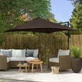 thumbnail image 2 of Outsunny 10x10ft Cantilever Umbrella with 4 Adjustable Angle and Rotation, Square Top Market Parasol with Aluminum Pole and Ribs for Backyard Patio Outdoor Area, Coffee, 2 of 10