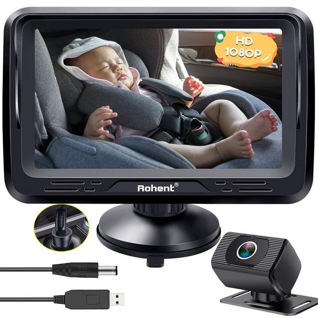Cámara de coche para bebé Rohent HD 1080P USB Plug & Play, asiento trasero