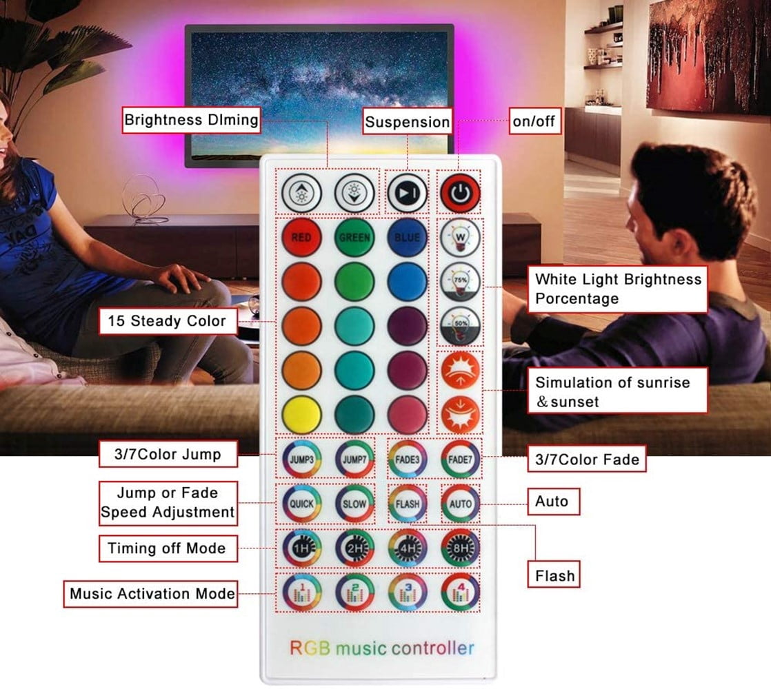 50FT LED Strip Lights,Smart Music sync LED Strip Lights,Bluetooth led Strip Lights,5050 SMD LED Color Changing Lights， RGB LED Strip Light for Bedroom，Kitchen，Party，Home Decoration