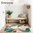 thumbnail image 3 of ODIKA 6'x9' Machine Washable Non-Slip Area Rug, Pink and Green Monstera Leaf Inspired Plant with Variegated Tropical Style High Traffic Rug, Green, 93248, 3 of 7