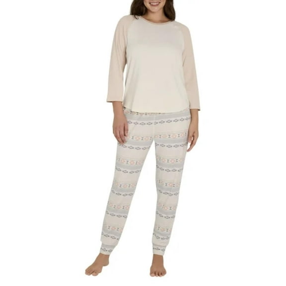 Eddie Bauer Women's 2 Piece Ultra Soft Sleep Pajama Lounge Set (US, X-Large, Regular, Tan)