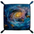 thumbnail image 2 of Women Girls Leather Square Dish Trinket Plate Jewelry Tray for Mothers Day Birthday Gift, Bees in Galaxy, 2 of 6