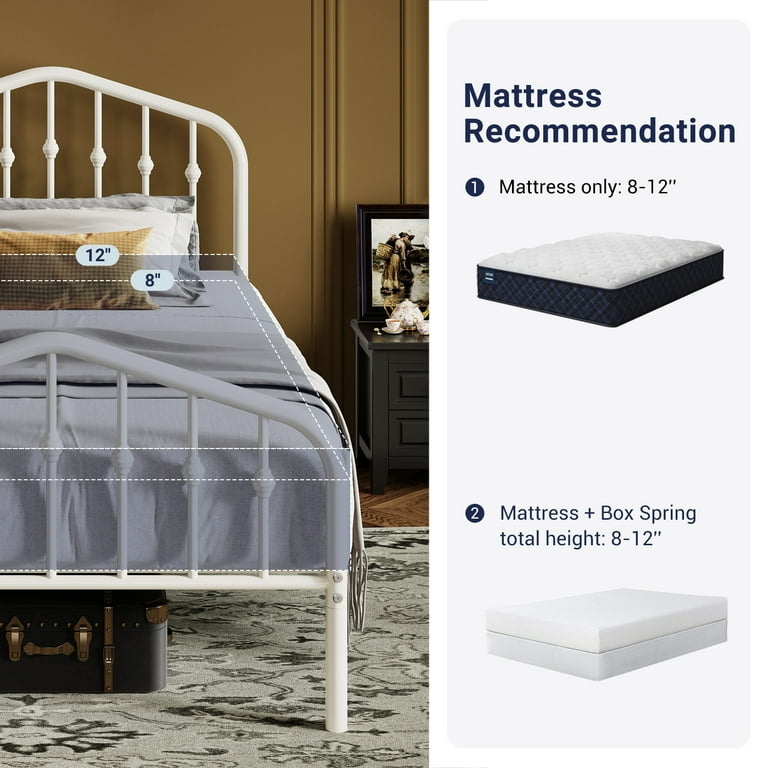 Sifurni Twin Size Metal Platform Bed Frame with Vintage