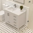 thumbnail image 4 of Ayna Decors Rooh 36 in White Bathroom Vanity Set with White Quartz Countertop and Brass Faucet | Pop-Up Drain and P-Trap Included | Brushed Nickel Hardware | AVR36WH3022, 4 of 10