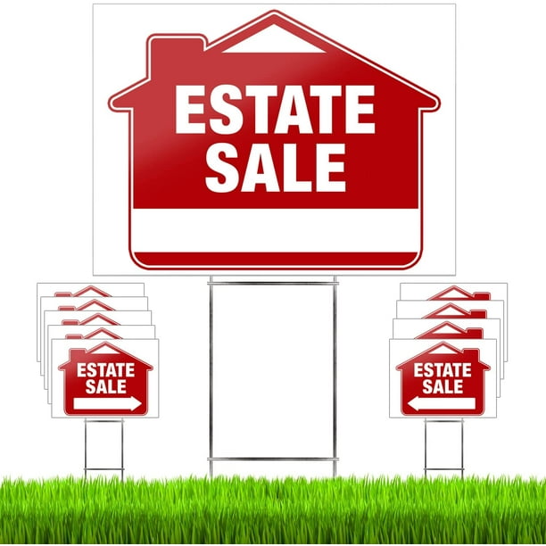 SignHero Estate Sale Signs with Stakes (10 Pack) PRO Estate Sale Sign
