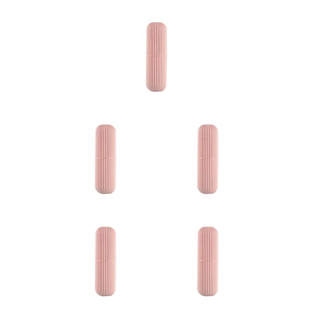 bedienty Creative Portable Toothpaste Toothbrush Holder Case Non-Slip Strip Germproof Storage Box Plastic Couple Bathroom Accessories pink 5Set