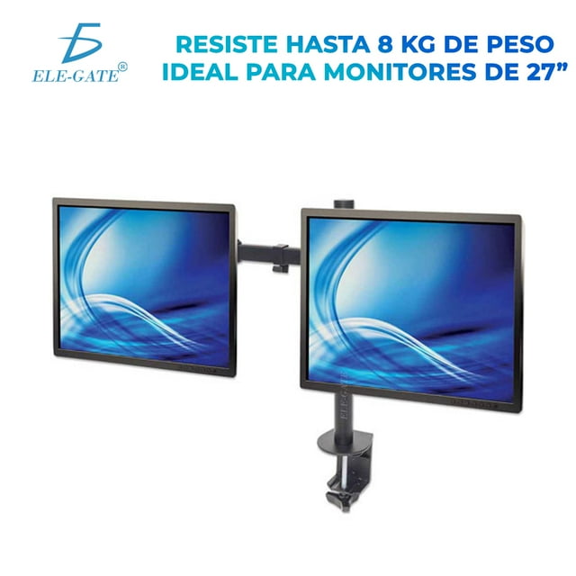 Soporte de mesa escritorio Ele-Gate Doble Pantalla para 2 Monitores 13 a 27 pulgadas