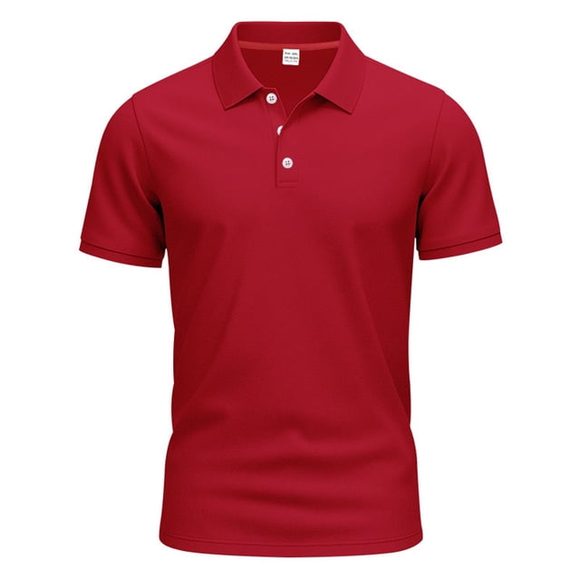 Men's Solid Color Lapel Short Sleeve Shirt - Polyester, Casual Loose Fit, Button Design, Outdoor Indoor Wear