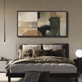 thumbnail image 6 of Large Framed Canvas Wall Art Print Neutral Abstract Landscape with Green and Black Accents for Living Room Decoration - 60"x30" Black Frame, 6 of 8