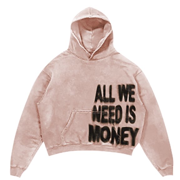 Men's Hop Gothic Oversize Cropped Hoodie With Y2K Letter Print Sweatshirt Casual Baggy Long Sleeve Hooded Pullover Hoodie With Kangaroo Pocket (Khaki,XL)