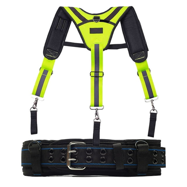 Outils de Sécurité Réfléchissants pour Bretelles de Ceinture Ensemble d'Outils de Travail Réglable avec Crochets Pivotants et Boucles de Ceinture, Réglable
