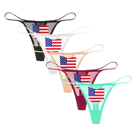 

Varsbaby Woman s G-String Thongs with National Flag Pattern 5 Pack