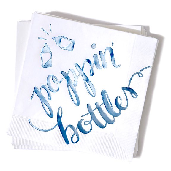 ForYourParty.Com Poppin' Bottles Party Napkins - White and Blue