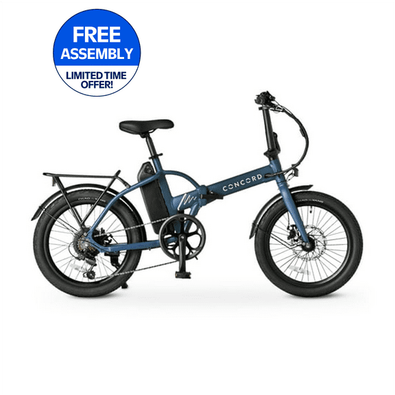 Concord 20" Urbanfold Electric Folding Bike, 36V, Class 2, Blue, Fits Riders 4'11" - 6'2", Adult, Unisex