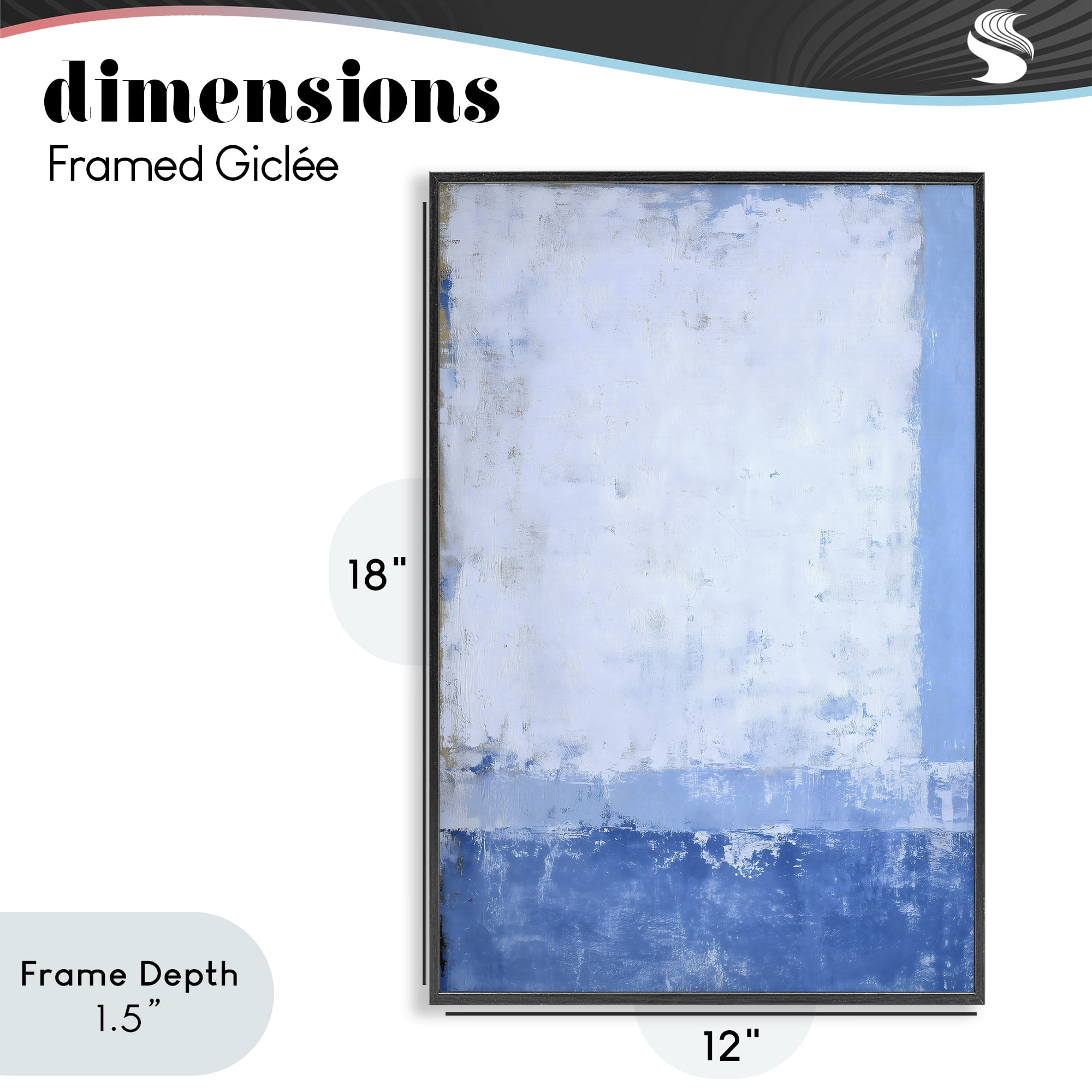 Stupell Industries Blue & White Abstract Black Framed Giclee Art, design by Gina Kelly