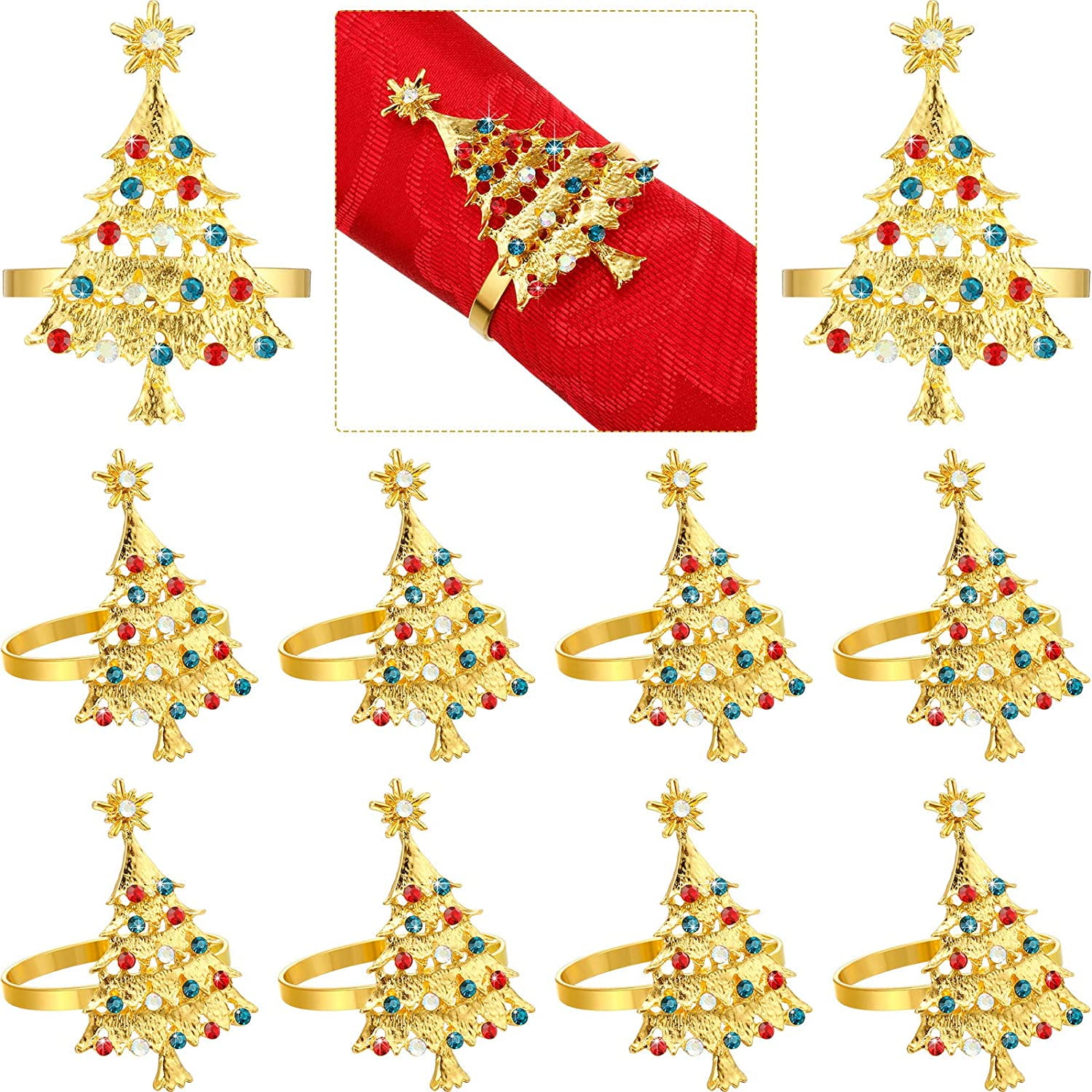 Set of 12 Christmas Tree Napkin Rings Xmas Napkin Rings Holder Buckle ...