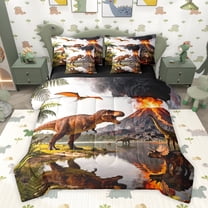 Feelyou Rustic Dinosaur Kids Bedding Comforter Set 7pcs, Animal Theme King Bedding Sets