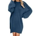 thumbnail image 2 of Ashirexll Womens Fall Dresses, Long Sleeve Dress for Women, Ladies' Mid-Length Casual Dresses Long Sleeve Round Neck Loose Plush Dress, 2 of 6