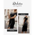 thumbnail image 2 of Dokotoo Women's Off Shoulder Bodycon Dress Short Sleeve High Slit Back Zipper Evening Party Cocktail Midi Dresses S-XL, 2 of 7