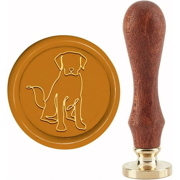 Dog Wax Seal Stamp Animal Sealing Wax Stamps 30mm Retro Vintage Removable Brass Stamp Head with Wood Handle for Wedding Invitations Cards Gift Wrapping 1set