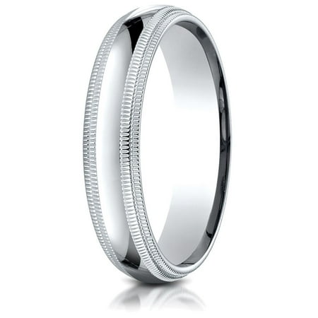 Palladium 5mm Slightly Domed Standard Comfort-fit Wedding Band / Ring with Double Milgrain