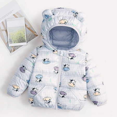 

Qazqa Toddler Boys Girls Winter Camouflage Cartoon Prints Coat Bear Ears Hooded Jacket Thicken Windproof Zipper Warm Outwear