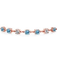 thumbnail image 2 of Gem Stone King 3.26 Ct Round Swiss Blue Topaz 18K Rose Gold Plated Silver Lab Grown Diamond Tennis Bracelet for Women (Fully Adjustable up to 9 inch), 2 of 3