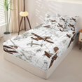thumbnail image 2 of Erosebridal Vintage Biplane Pattern Zipper Twin Comforter Sets with Fitted Sheet and 2 Pillowcases,Vintage World Map Print Zipper Bedding Set,Sepia White,Reversible, 2 of 6