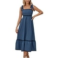 thumbnail image 2 of Styesk Robes pour Femmes Mode Femmes Couleur Unie Bretelles Sans Manches Bretelles Réglables en Dentelle Taille Ondulée Robe Câline, 2 of 5