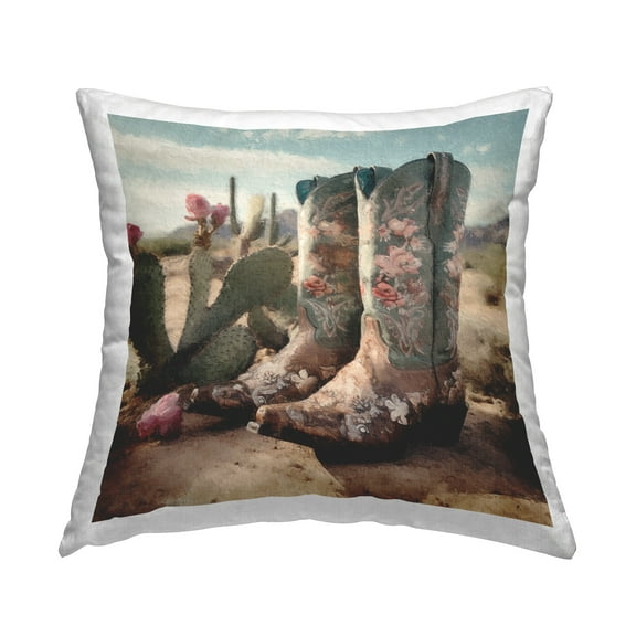 Stupell Industries Cowgirl Desert Landscape Square Decorative Printed Throw Pillow, 18 x 18