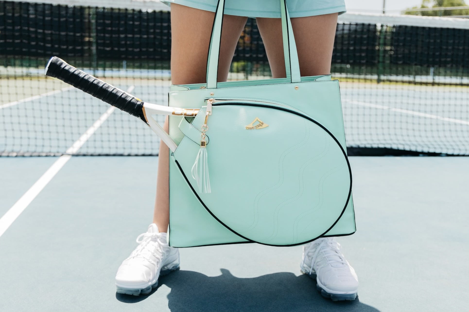 NiceAces Designer Women's Tennis Tote Bag - Maya Collection - Mint Green